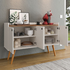 Aparador Buffet Dallas Pés Palito Retrô 4 Portas Decoração Sa