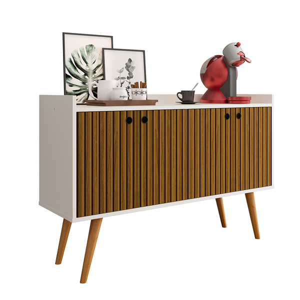 Aparador Buffet Dallas Pés Palito Retrô 4 Portas Decoração Sa