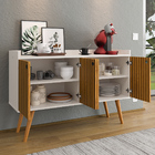 Aparador Buffet Dallas Pés Palito Retrô 4 Portas Decoração Sa