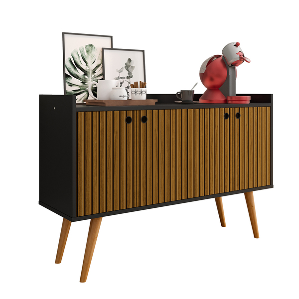 Aparador Buffet Dallas Pés Palito Retrô 4 Portas Decoração Sa