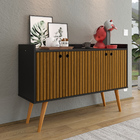 Aparador Buffet Dallas Pés Palito Retrô 4 Portas Decoração Sa