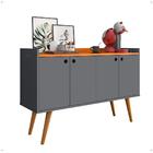 Aparador Buffet Dallas Pés Palito Retrô 4 Portas Decoração Sa