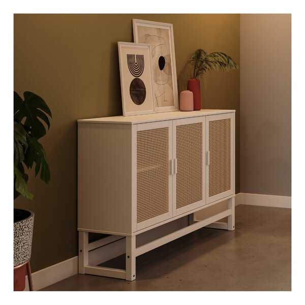 Aparador Buffet De Madeira Com 3 Portas Com Palhinha Coleção