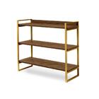 Aparador Buffet Em Aço 3 Prateleiras 90 Cm Imbuia Dourado Ezr