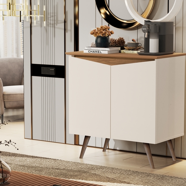 Aparador Buffet Encanto 2 Portas Retrô Offwhite Com Nature