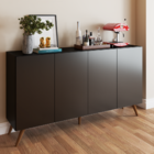 Aparador Buffet Encanto 4 Portas Pé Retrô Preto - Mobilarte M