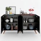 Aparador Buffet Encanto 4 Portas Pé Retrô Preto - Mobilarte M