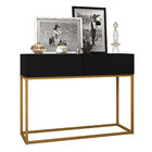 Aparador Buffet Estilo Industrial 2 Gavetas Preto Com Dourado