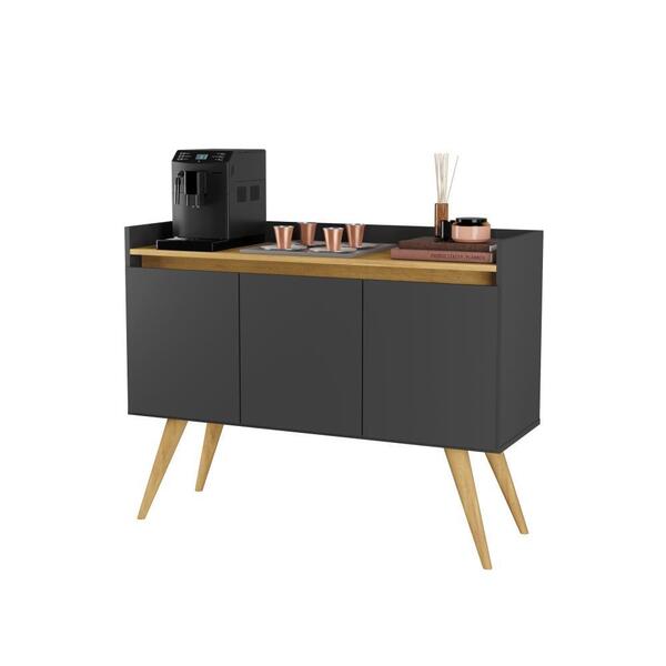 Aparador Buffet Gold 3 Portas - Preto/mel - Móveis Primus