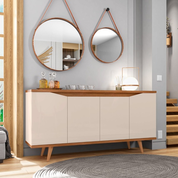 Aparador Buffet Grace 160cm 4 Portas Cedro Com Offwhite - Red