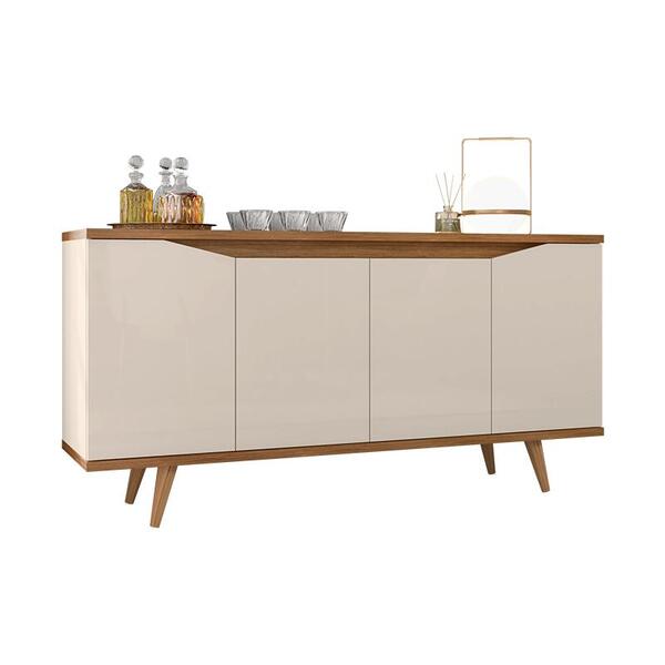 Aparador Buffet Grace Com 4 Portas E Pés De Madeira Maciça