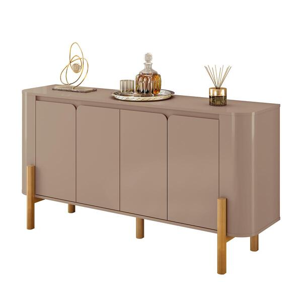 Aparador Buffet Imbassai Sala 4 Portas Pés Madeira Maciça