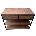 Aparador Buffet Industrial De Madeira E Ferro Com 2 Gavetas E