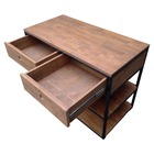 Aparador Buffet Industrial De Madeira E Ferro Com 2 Gavetas E