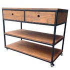 Aparador Buffet Industrial De Madeira E Ferro Com 2 Gavetas E