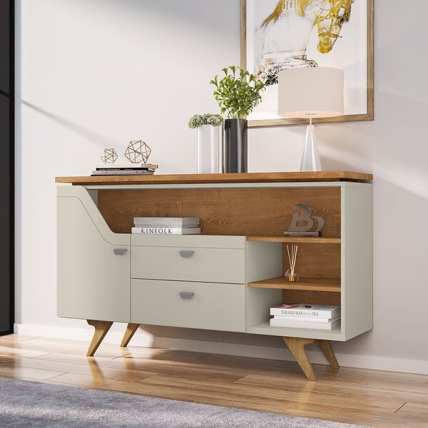 Aparador Buffet Lyon 2 Gavetas Com Corrediça Telescópica E Po