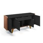 Aparador Buffet Mdf Gavetas E Portas Preto/nature Acácia - La
