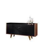 Aparador Buffet Mdf Gavetas E Portas Preto/nature Acácia - La