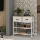 Aparador Buffet Multifuncional 2 Gavetas 77cm Com Rodizio Bra