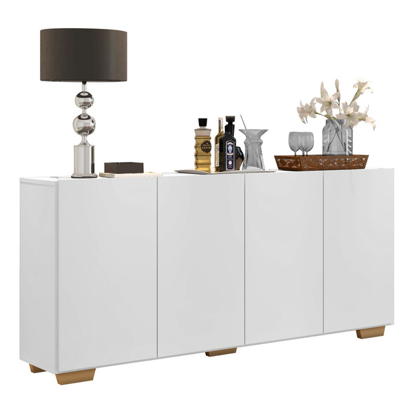 Aparador Buffet Multimóveis Veneza 4 Portas Fg3557 Branco/nat