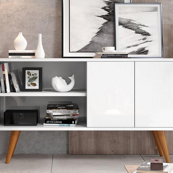 Aparador Buffet Multiuso Branco 2 Portas Sala Jantar