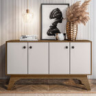 Aparador Buffet Multiuso Em Mdf Com 04 Portas 135cm Cristal I