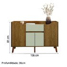 Aparador Buffet Multiuso Prata 1 Gaveta 4 Portas 1,36m Pés De