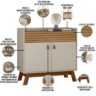 Aparador Buffet Para Sala De Estar 02 Portas E 01 Gaveta Laur