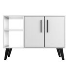 Aparador Buffet Para Sala De Estar Pés Preto 02 Portas Glam B