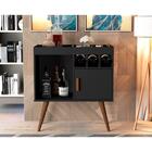 Aparador Buffet Paris Pés Palito Estilo Retrô Preto