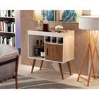 Aparador Buffet Paris Pés Palito Retrô Off White / Freijó