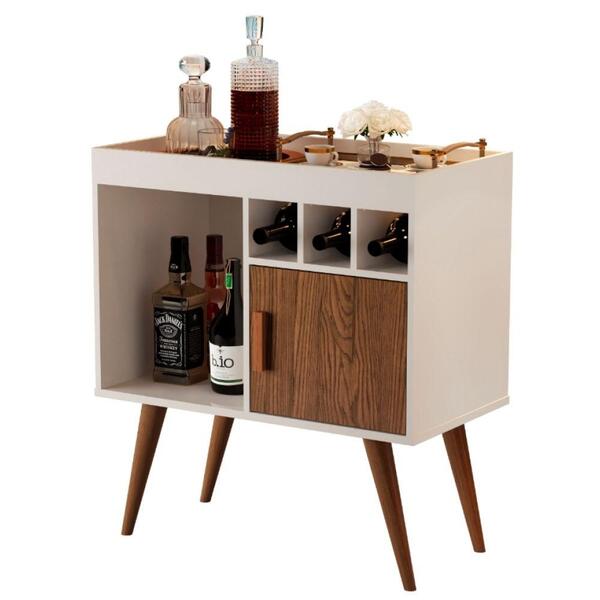 Aparador Buffet Paris Pés Palito Retrô Off White / Freijó