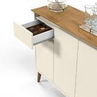 Aparador Buffet Pés De Madeira 2 Portas Off White / Freijo