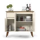 Aparador Buffet Pés De Madeira 2 Portas Off White / Freijo