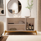 Aparador Buffet Pés Em Madeira Design Exclusivo Contém Três N