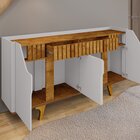 Aparador Buffet Portas Em Mdf Ripado Real Pés De Madeira Maci