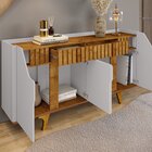 Aparador Buffet Portas Em Mdf Ripado Real Pés De Madeira Maci