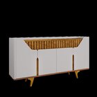 Aparador Buffet Portas Em Mdf Ripado Real Pés De Madeira Maci