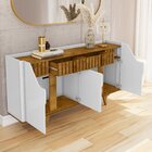 Aparador Buffet Portas Em Mdf Ripado Real Pés De Madeira Maci