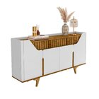 Aparador Buffet Portas Em Mdf Ripado Real Pés De Madeira Maci