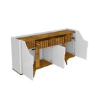 Aparador Buffet Portas Em Mdf Ripado Real Pés De Madeira Maci