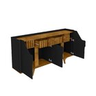 Aparador Buffet Portas Em Mdf Ripado Real Pés De Madeira Maci