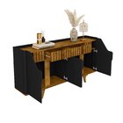 Aparador Buffet Portas Em Mdf Ripado Real Pés De Madeira Maci