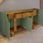 Aparador Buffet Portas Em Mdf Ripado Real Pés De Madeira Maci