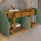 Aparador Buffet Portas Em Mdf Ripado Real Pés De Madeira Maci