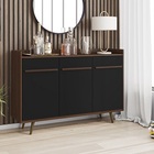 Aparador Buffet Quartzo Nogal Com Preto Fosco- Bechara Móveis