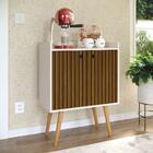 Aparador Buffet Retrô 2 Portas Alexa - Off White/ Ripado Natu