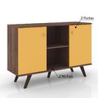 Aparador Buffet Retrô 2 Portas E 2 Nichos - Rústico/amarelo