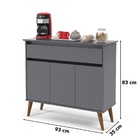 Aparador Buffet Retrô 3 Portas 1 Gaveta Pés Em Madeira Zeus C