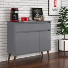 Aparador Buffet Retrô 3 Portas 1 Gaveta Pés Em Madeira Zeus C